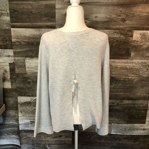 G F Collection knit light gray split back long sleeve top - S